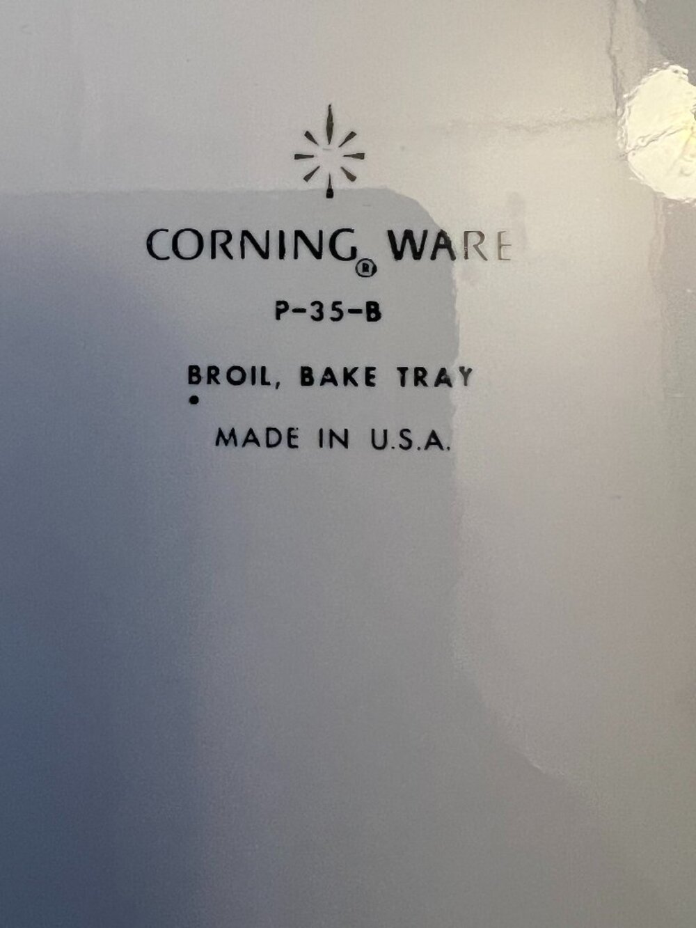 Corning Ware P‑35‑B Broil Bake Tray – 10" Oblong – Vintage USA